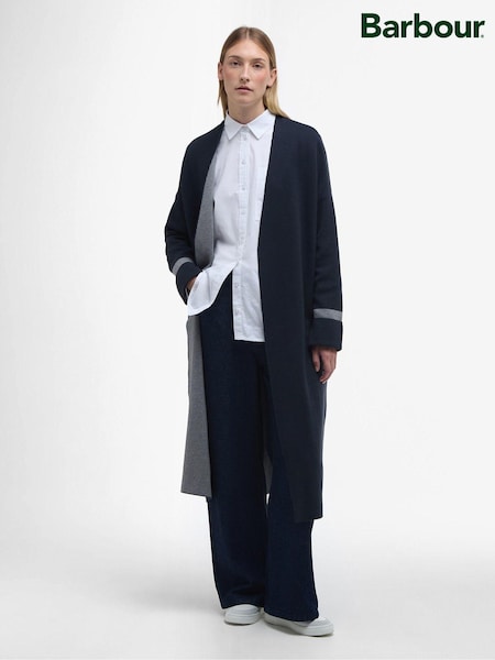 Barbour® Navy Coretta Longline Knitted 100% Cotton Cardigan (B41885) | €164
