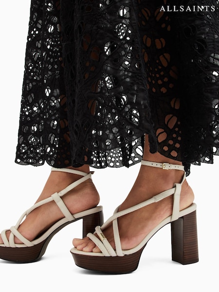 AllSaints White Bella Platform Heels (B41954) | €121