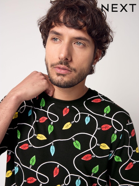 Black Lights Pattern Christmas 100% Cotton T-Shirt (B41961) | € 16