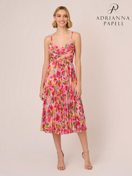 Adrianna Papell Pink Pleated Midi Dress (B41986) | 129 €