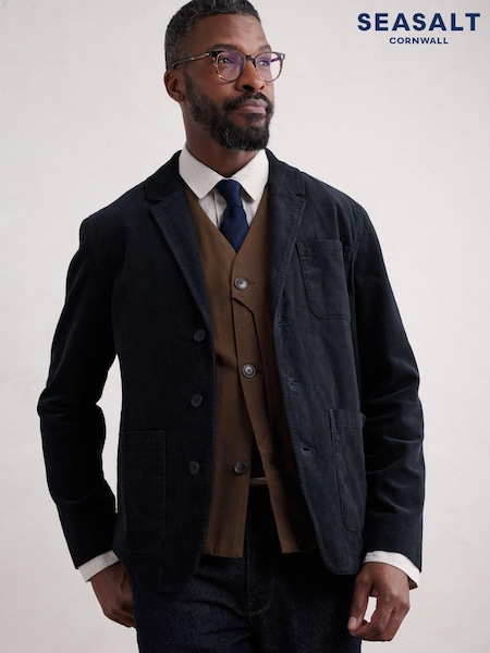 Seasalt Cornwall Blue Mens Plantsman Cord Blazer (B42002) | AED320