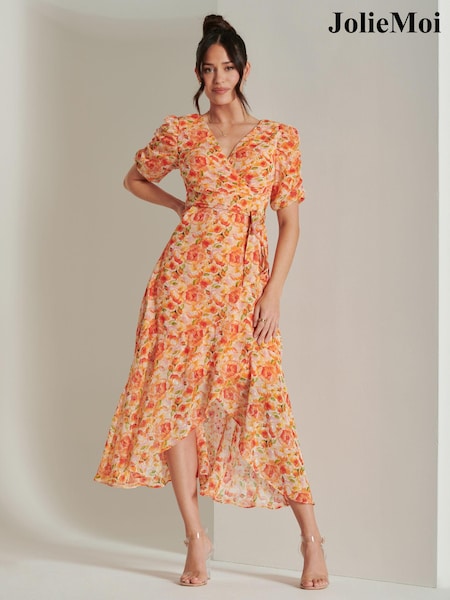 Jolie Moi Print Metallic Textured Chiffon Maxi Dress (B42093) | 51 €