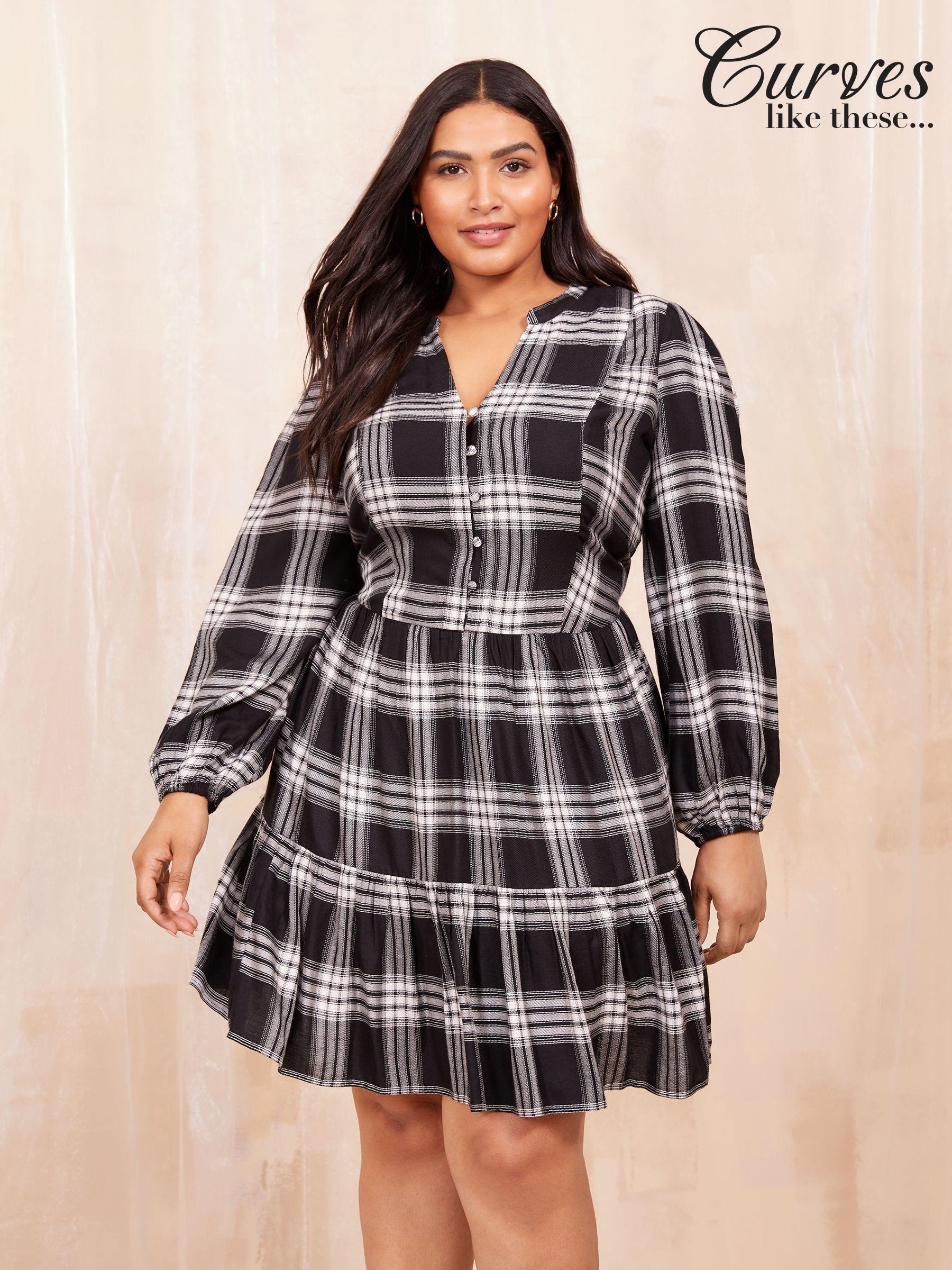 S size Karen check 擁する mini dress