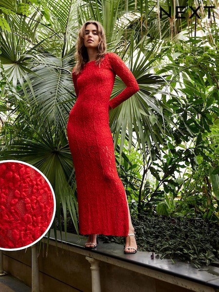 Scarlet - Long Sleeve Lace Maxi Dress (B42129) | €28