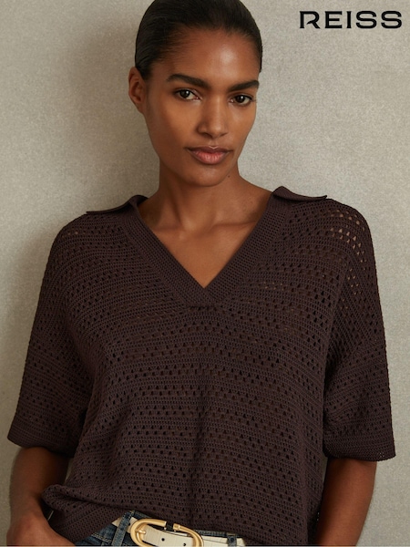 Reiss Carla Knitted Open-Collar Polo Shirt (B42142) | 195 €
