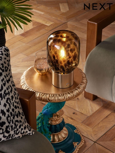 Amber Orange Tortoiseshell Rechargeable Touch Wireless Table Lamp (B42170) | €59