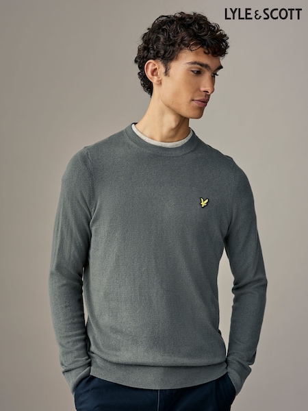 Lyle & Scott Dark Green Cotton Merino Crew Neck Jumper (B42205) | R$ 690