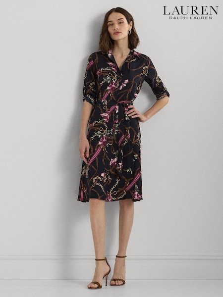 Lauren Ralph Lauren Navy Karalynn Patterned Shirt Dress (B42223) | €114