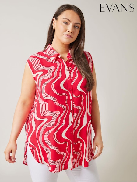 Evans Curve Abstract Print Sleeveless Shirt (B42271) | €38