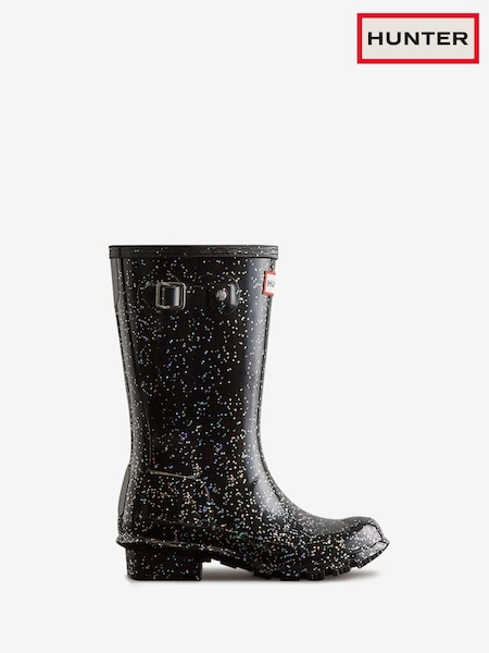 Negru cu sclipici - Cizme de cauciuc Hunter Kids Big Original Nebula (B42301) | 312 LEI