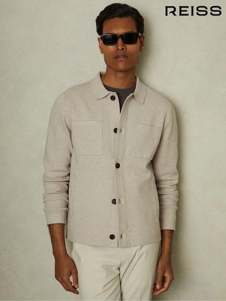 Reiss Oatmeal Forester Knitted Button-Through Jacket (B42318) | €229