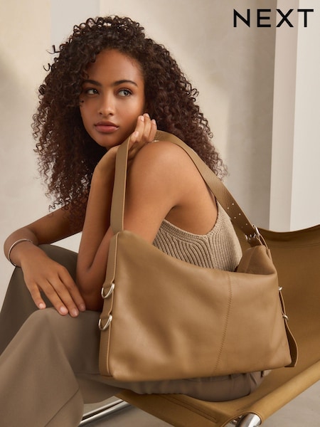 Camel Brown Leather Ring Shoulder Bag (B42416) | AED151