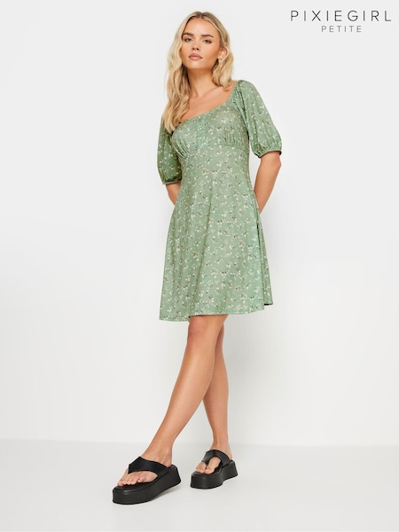 Verde - PixieGirl Petite PixieGirl Albastru Ditsy Floral Imprimeu Mini Rochie (B42471) | 238 LEI