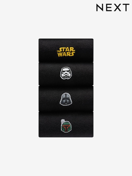 Black Star Wars Embroidered Socks 4 Pack (B42491) | AED42