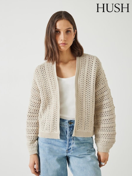 Naravni - Hush Pixie Knitted Edge To Edge Cotton Cardigan (B42544) | € 60