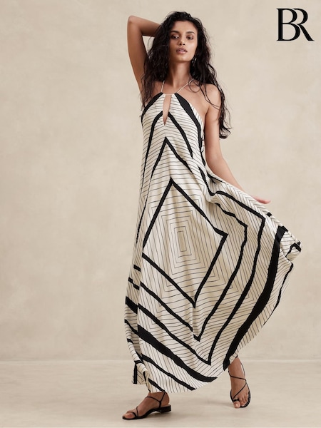 Banana Republic Black Silk Halter Maxi Dress (B42545) | €193
