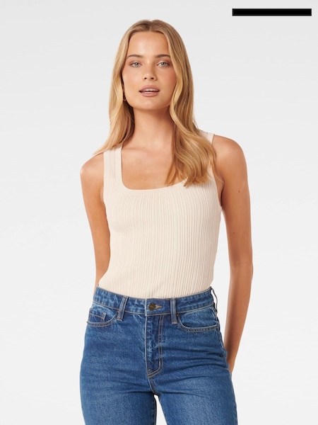 Forever New Cream Seville Multi Rib Knit Tank Top (B42558) | €27