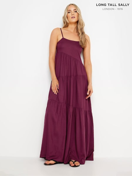 Long Tall Sally Dark Red Asymmetric Tiered Midaxi Dress (B42637) | €21.50