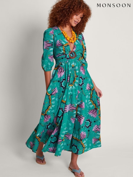 Monsoon Blue 100% Cotton Allegra Ring Dress (B42718) | €49