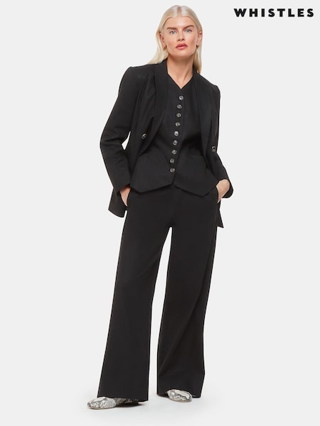 Whistles Black Petite Linen Blend Lindsey Trousers (B42760) | €66