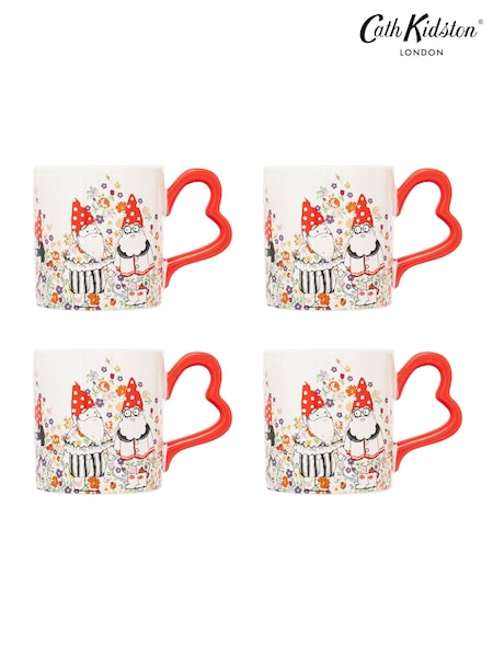 Cath Kidston Set of 4 Cream Gnomes Heart Handle Mugs (B42789) | €54