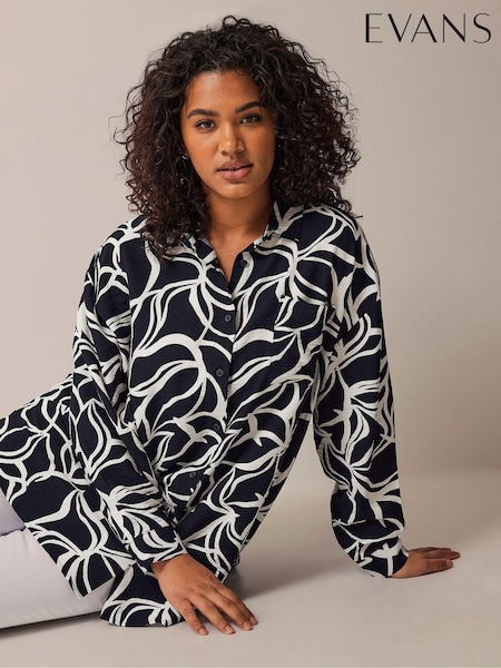 Evans Curve Navy Blue & White Girlfriend Shirt (B42839) | €21.50