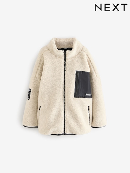 Ecru White Zip Through Borg Fleece (3-16yrs) (B42840) | €26 - €31