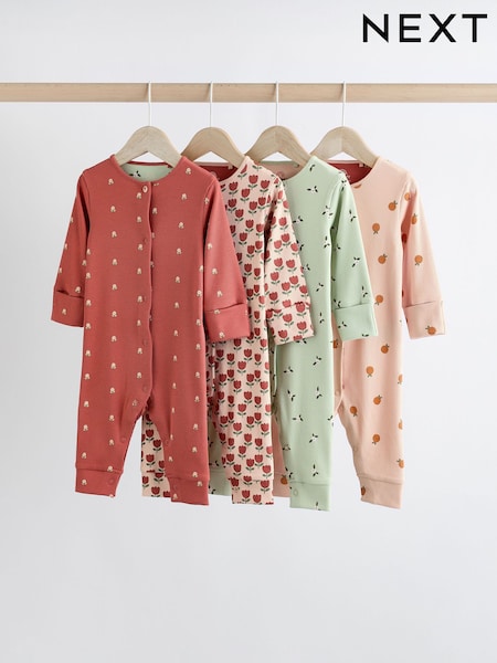 Green/Orange Floral 4 Pack Baby Footless Sleepsuits (0mths-3yrs) (B42918) | €22 - €24