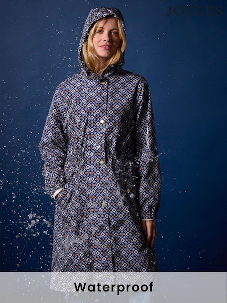 Joules Holkham Navy Waterproof Packable Raincoat With Hood (B42928) | R$ 740