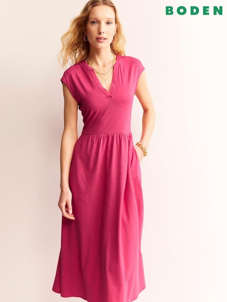 Boden Pink Chloe Notch Jersey Midi Dress (B42965) | €57