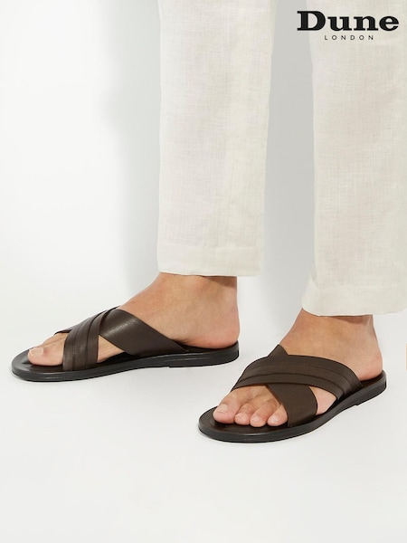 Dune London Brown Cross Strap Frankos Sandals (B42980) | $95