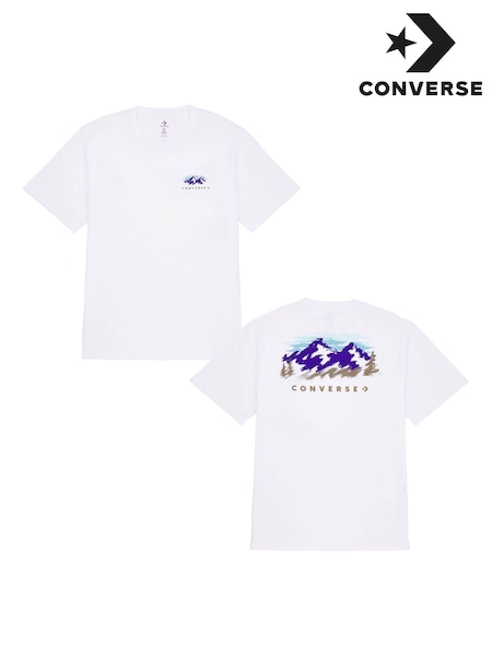Converse White Abstract Mountain 100% Cotton T-Shirt (B42988) | €37