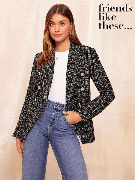 Friends Like These Black Boucle Double Breasted Blazer (B42989) | €50