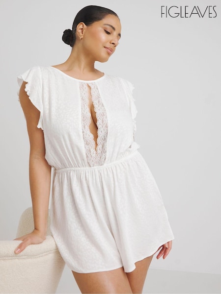 Figleaves White Animal Jaquard Satin Playsuit (B43052) | €10
