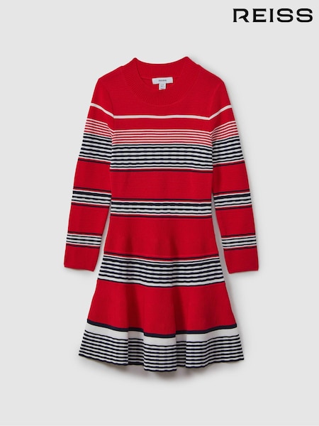 Rojo - Reiss Remi Knitted Striped Skater Dress (B43059) | 95 €