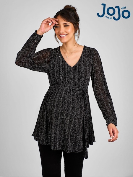 JoJo Maman Bébé Black Maternity Sparkle Top (B43077) | 208 QAR
