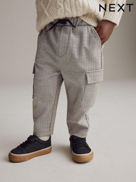 Brown Dogtooth Cargo Jersey Joggers (3mths-7yrs) (B43164) | AED49 - AED56