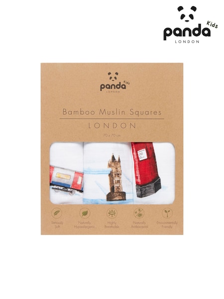 Panda London 3 Pack White 100% Bamboo Viscose Muslins (B43189) | €32