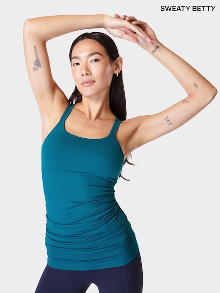 Sweaty Betty Reef Teal Blue Poise Seamless Yoga Bra Vest (B43230) | €34