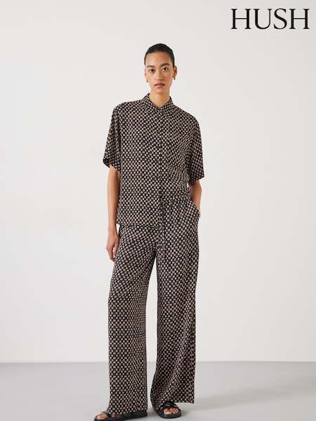 Hush Brown Layla Printed Tie Waist Trousers (B43234) | €46