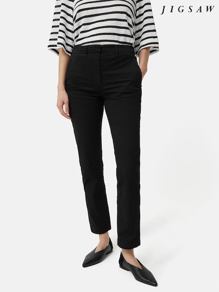 Jigsaw Black Marden Cotton Chinos Trousers (B43300) | €60