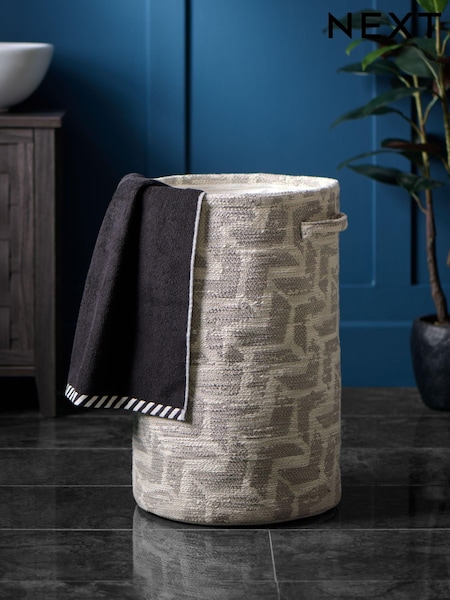 Grey Geometric Laundry Bag Basket (B43303) | €32
