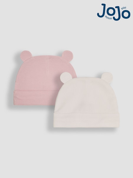 JoJo Maman Bébé Pink Rib 2-Pack Baby Hats (B43409) | 571 UAH