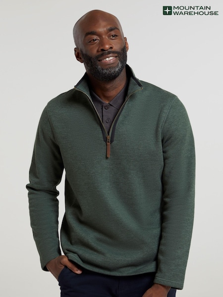 Verde deschis - Mountain Warehouse Mens Beta Contrast Zip-Neck T-Shirt (B43506) | 261 LEI