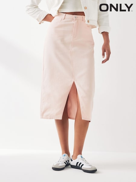 ONLY Pink Denim Midi Skirt With Front Split (B43533) | €17.50