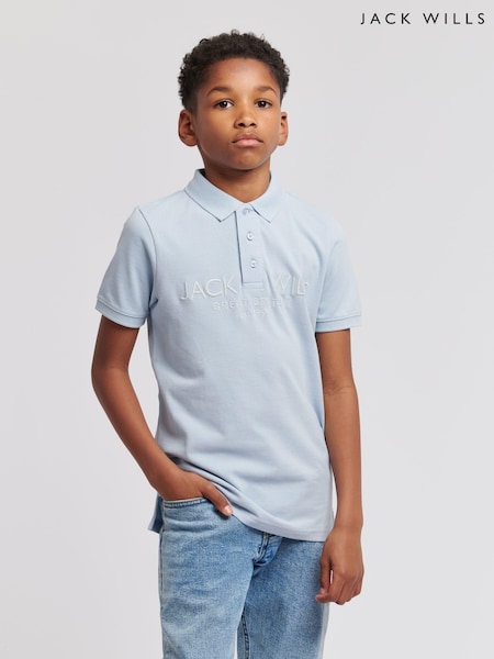 Jack Wills Blue Boys Pique 100% Cotton Polo Shirt (B43568) | €39 - €47