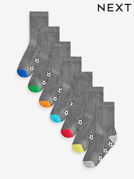 Grey Football Cotton Rich Cushioned Socks 7 Pack (B43617) | €13 - €15