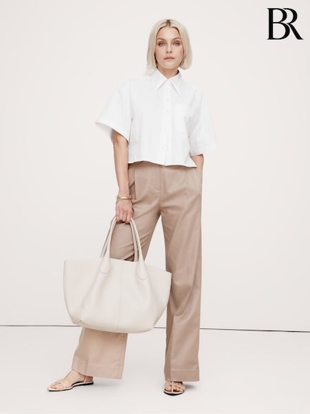 Banana Republic White The Boxy Crop Short-Sleeve Shirt (B43701) | €60