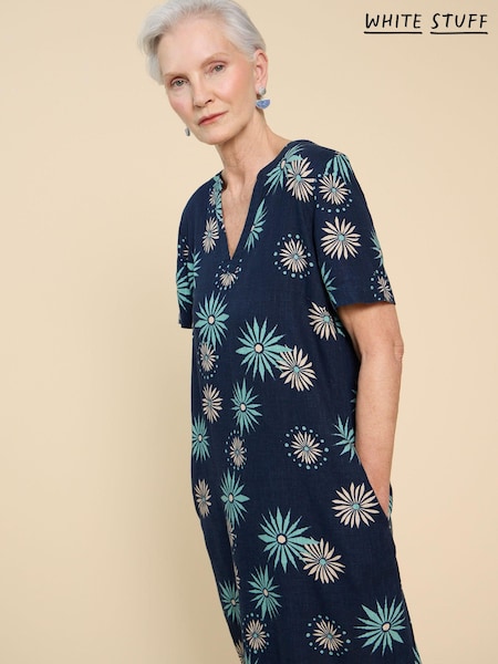 White Stuff Blue Lydia Shift Dress With Linen (B43837) | €46
