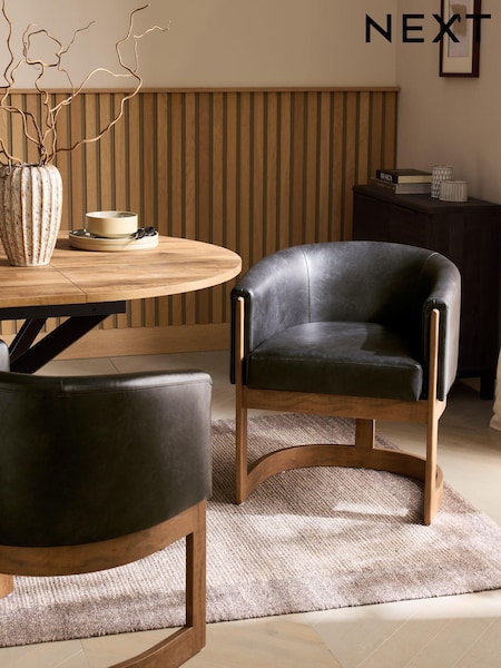 Distressed Faux Leather Black Brady Dark Wood Leg Dining Chair (B43871) | €365
